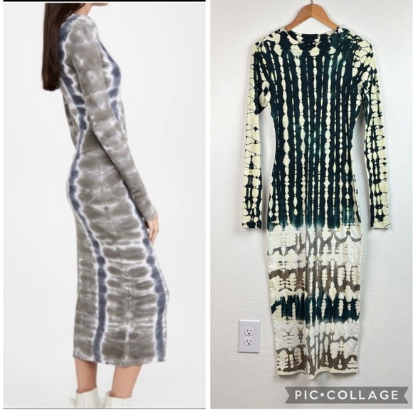 Young Fabulous & Broke Dax Tie Dye Long Sleeve ribbed knit Bodycon maxi Dress - Picture 3 of 9